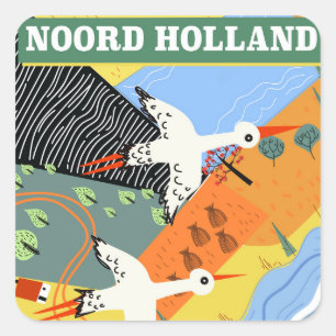 Noord Holland vintage style travel poster Square Sticker