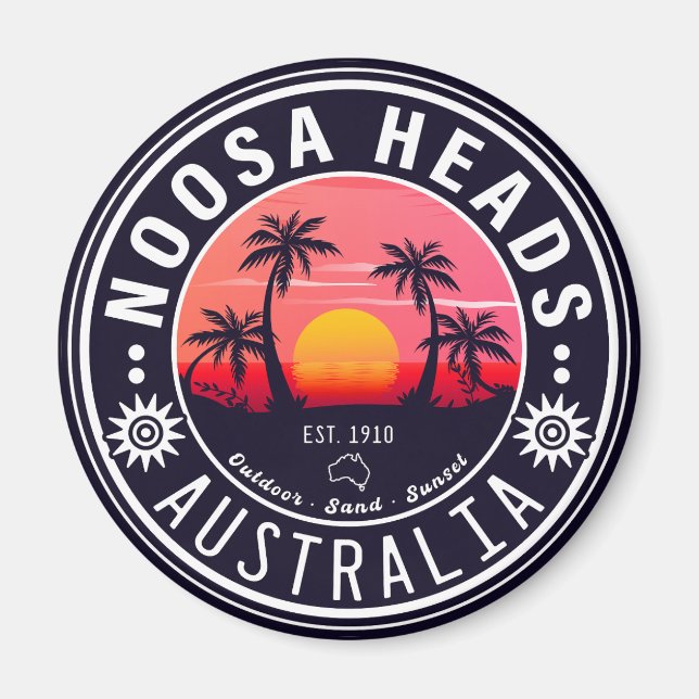 Noosa Heads Australia Vintage Retro Souvenirs 80s Magnet (Front)