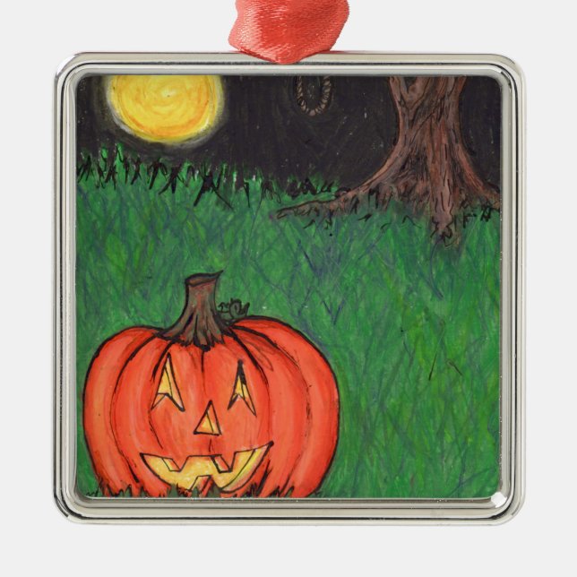 Noose Hanging Tree Pumpkin Jack O' Lantern Metal Tree Decoration (Front)