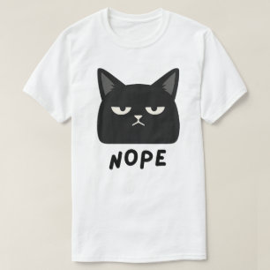 Nope Black Cat Design T-Shirt