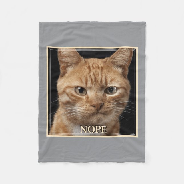 Nope Cat Fleece Blanket (Front)