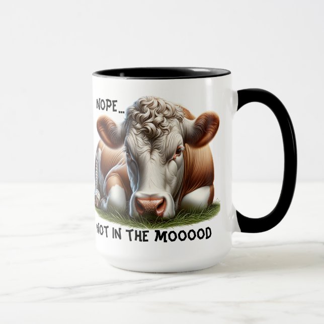 "Nope..." Cow Pun Customisable Mug (Right)