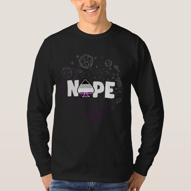 Nope  Cute Trendy Asexual Pride Space Galaxy Plane T-Shirt (Front)
