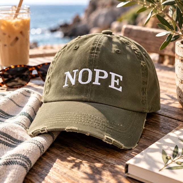 NOPE Embroidered Distressed Baseball Cap (Creator Uploaded)