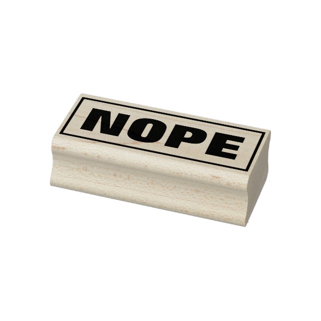 NOPE Funny Meme Simple Typography Cute Humourous Rubber Stamp (Stamp)