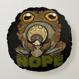 Nope! Grumpy Toad Round Cushion