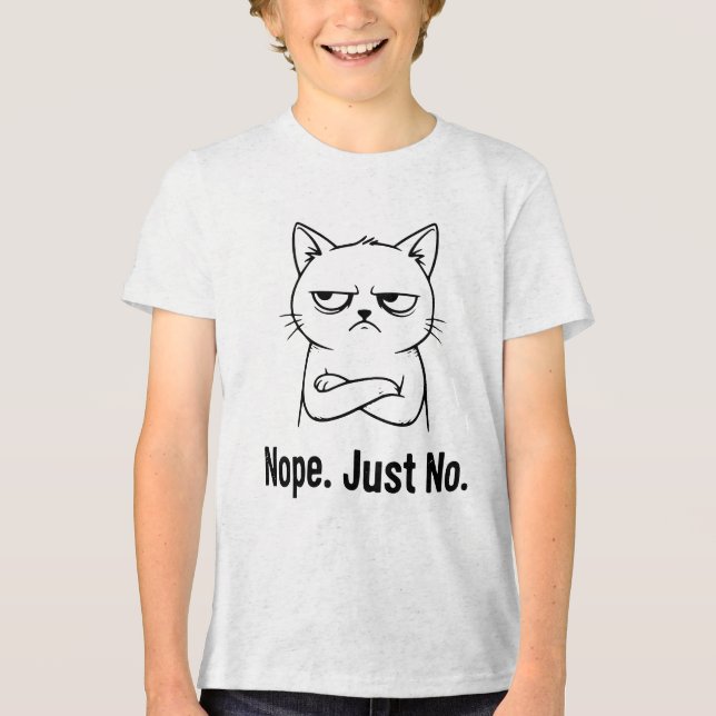 Nope Just No Cat Lover T-Shirt – Funny Gift  Tri-Blend Shirt (Front)