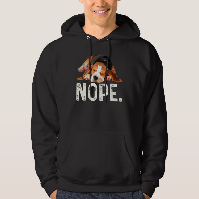 Nope Lazy Beagle Dog Hoodie (Front)