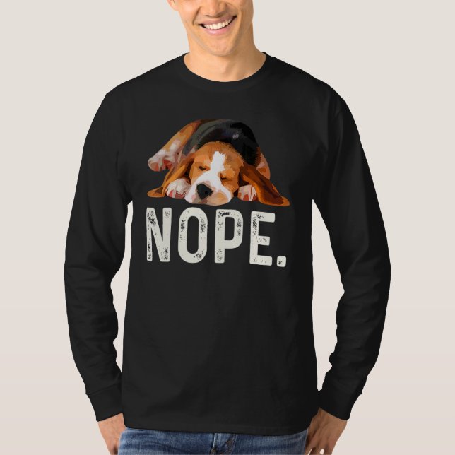 Nope Lazy Beagle Dog T-Shirt (Front)