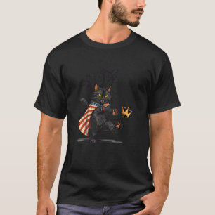 Nope No Kings in America Retro Political Cat Flag T-Shirt