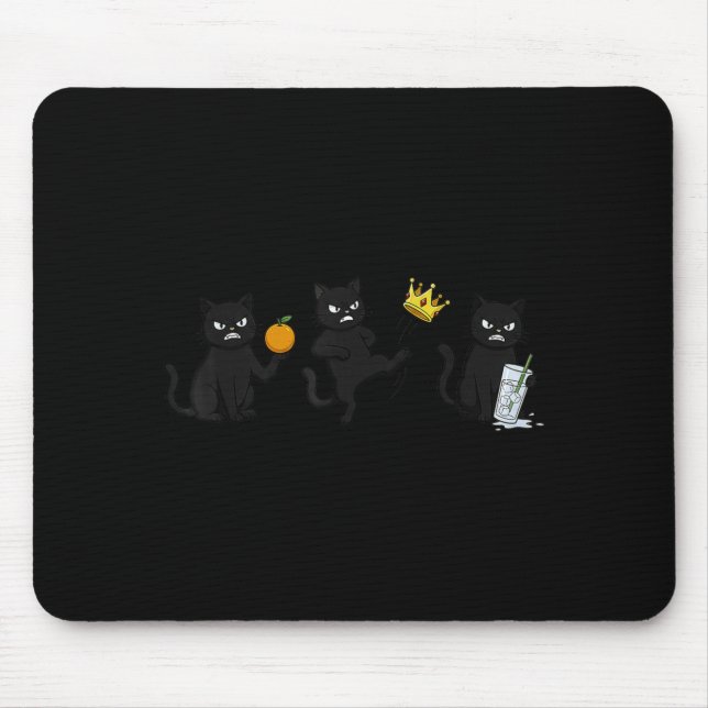Nope No Kings No ICE Funny Black Cat Mouse Pad (Front)