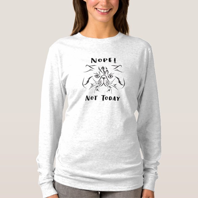 NOPE Not Today Grumpy Cat Face T-Shirt (Front)