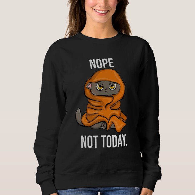 Nope Not Today  Sarcastic Sleeping Cat Sweatshirt (Front)