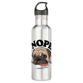 Nope Pug Shirt Lazy Funny Kids Women Men Dog Love 710 Ml Water Bottle