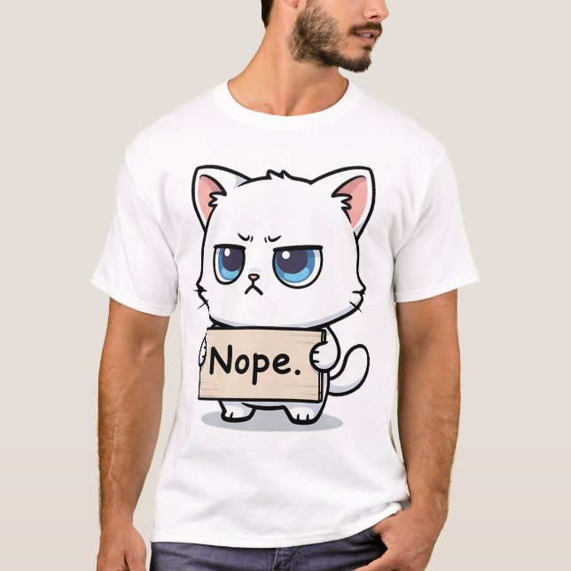 Nope Sign Cat T-Shirt (Front)