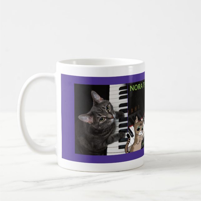 Nora The Piano Cat Coffee Mug (Left)