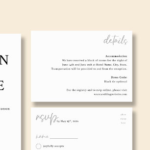 NORA   Wedding Minimalist Details Enclosure Card