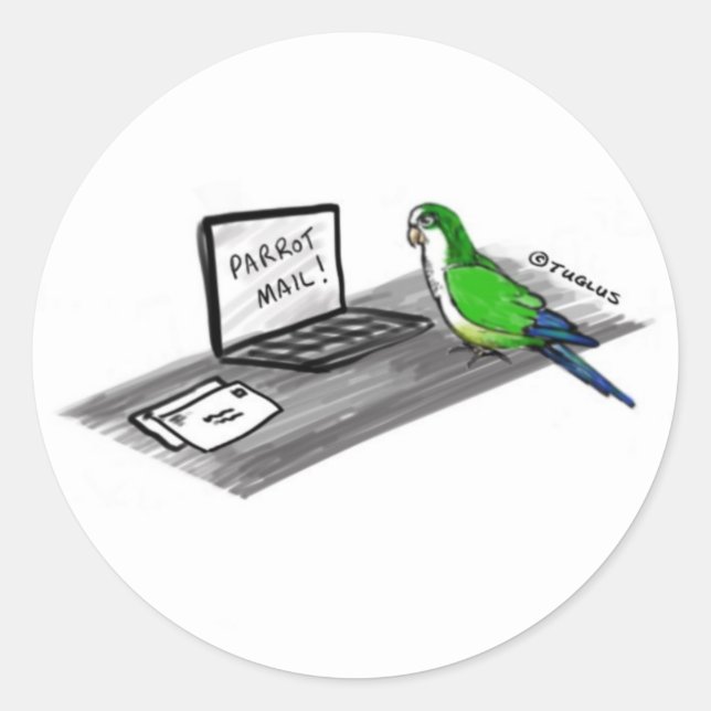 Norbert the Parrot loves mail Classic Round Sticker (Front)