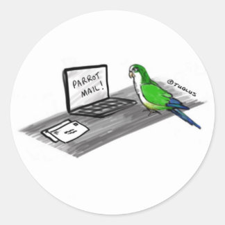 Norbert the Parrot loves mail Classic Round Sticker