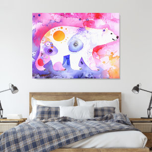 Nordic Bear in Watercolour Canvas Print
