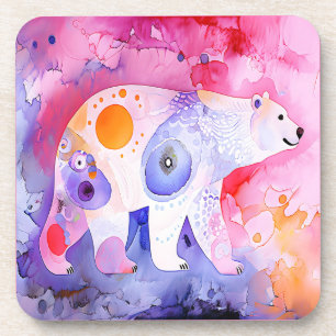 Nordic Bear in Watercolour Coaster