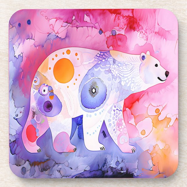 Nordic Bear in Watercolour Coaster (Front)