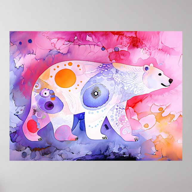 Nordic Bear in Watercolour Poster (Front)