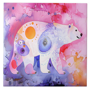 Nordic Bear in Watercolour Tile