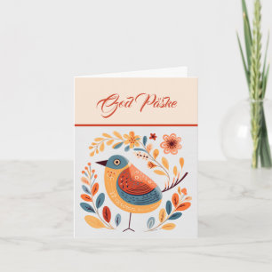 Nordic Bird Orange Yellow Turquoise God Påske  Card