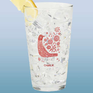 Nordic Bird Personalised Glass