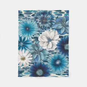 Nordic Bloom: A Scandinavian Watercolor Symphony Fleece Blanket