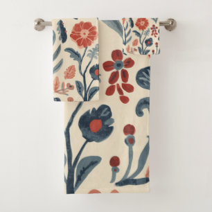 Nordic Bloom Scandinavian Botanical Garden Floral Bath Towel Set