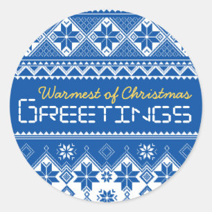 Nordic Blue Classic Round Sticker