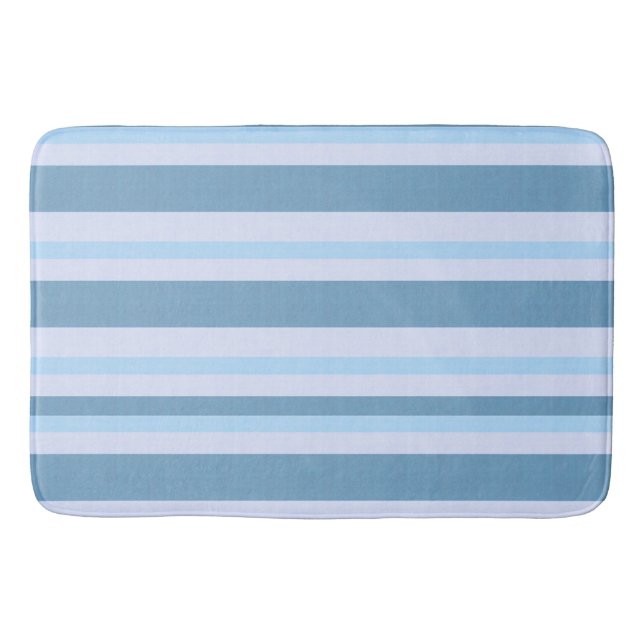 Nordic Blue Coast Stripe  Bath Mat (Front)