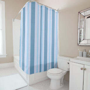 Nordic Blue Coast Stripe  Shower Curtain