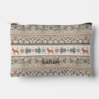 Nordic Boho Multicolor Fair Isle Custom Makeup Bag