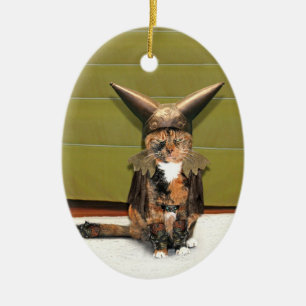 Nordic Cat is Not Amused Ceramic Tree Decoration