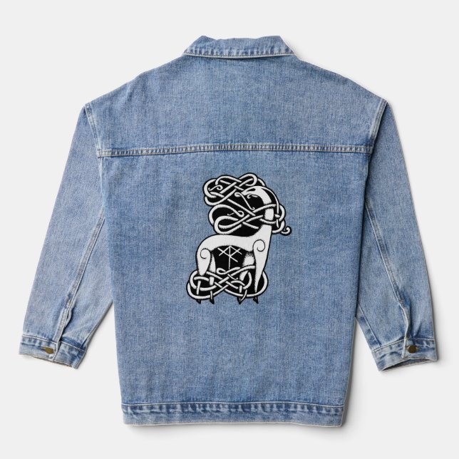 Nordic/Celtic deer  Denim Jacket (Back)