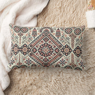 Nordic Charm: Super Detailed Embroidered Lumbar Cushion