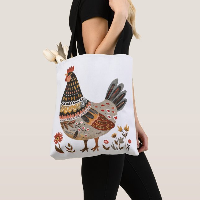 Nordic Chicken Tote Bag (Close Up)