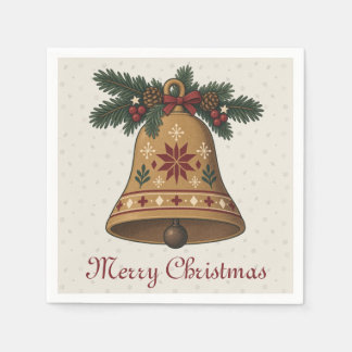 Nordic Christmas Bell with Folk Art Star Holiday Napkin