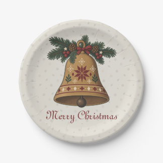 Nordic Christmas Bell with Folk Art Star Holiday Paper Plate