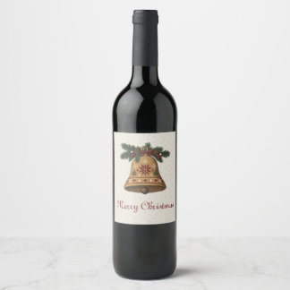 Nordic Christmas Bell with Folk Art Star Holiday Wine Label