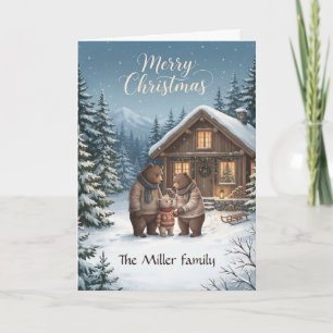 Nordic Christmas Cosy Bear Family Custom Card