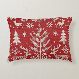 Nordic Christmas Embroidered Throw Pillow Cover