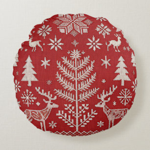 Nordic Christmas Embroidered Throw Pillow Cover