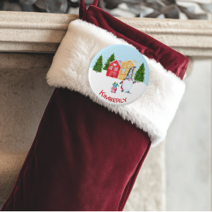 Nordic Christmas Gnome with Name 7.5 Cm Round Badge