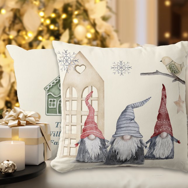 Nordic Christmas Gnomes & Home Custom Name Cushion (Creator Uploaded)