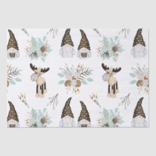 Nordic Christmas Holiday Festive Gnomes and Moose Tissue Paper