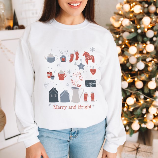 Nordic Christmas Merry and Bright  Sweatshirt (Creator Uploaded)